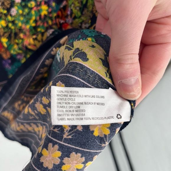 Merona Floral Print Shift Dress Size Navy Blue Casual Large Career - Picture 3 of 6